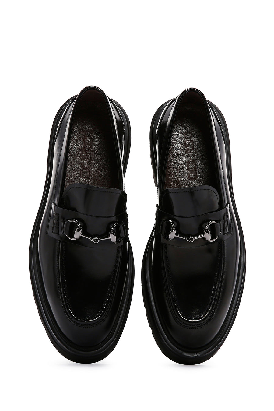 Men's Black Patent Leather Buckle Thick Soled Casual Loafer