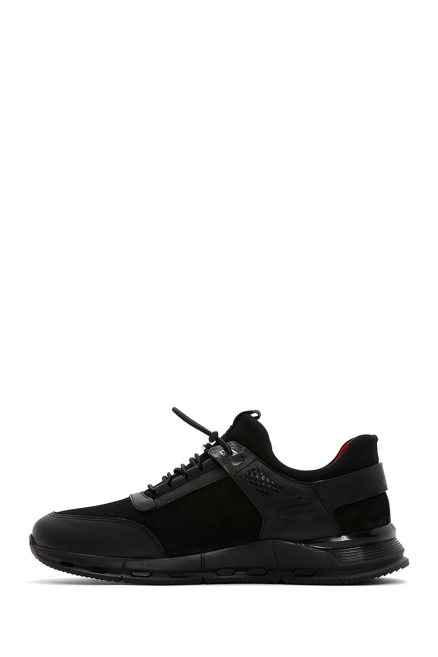 Men's Black Nubuck Leather Detailed Sneaker