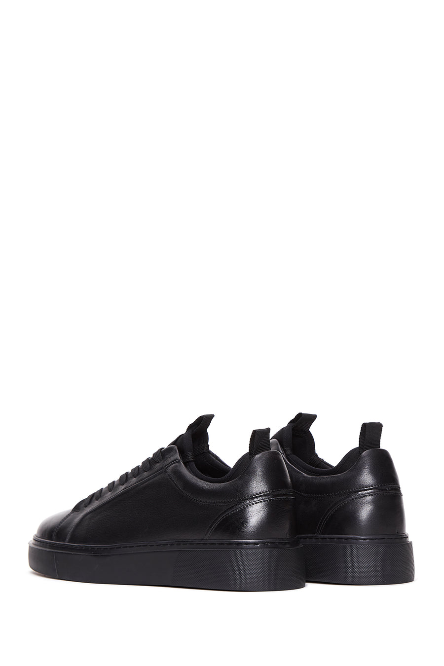 Erkek Siyah Deri Kalın Tabanlı Sneaker