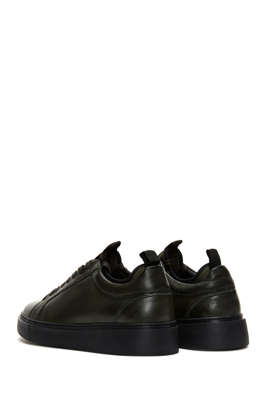 Men's Green Leather Thick Soled Sneaker