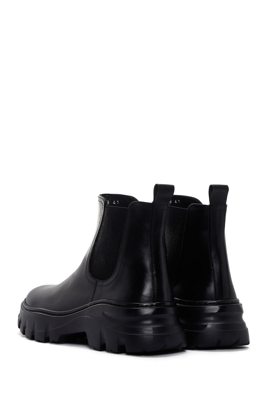 Men's Black Thick Sole Leather Casual Chelsea Boots