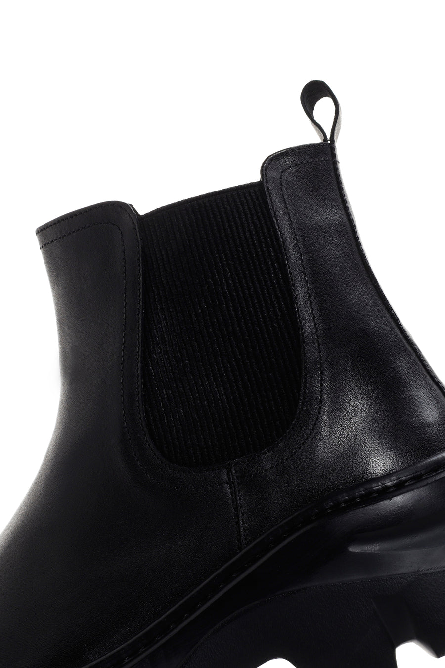 Men's Black Thick Sole Leather Casual Chelsea Boots