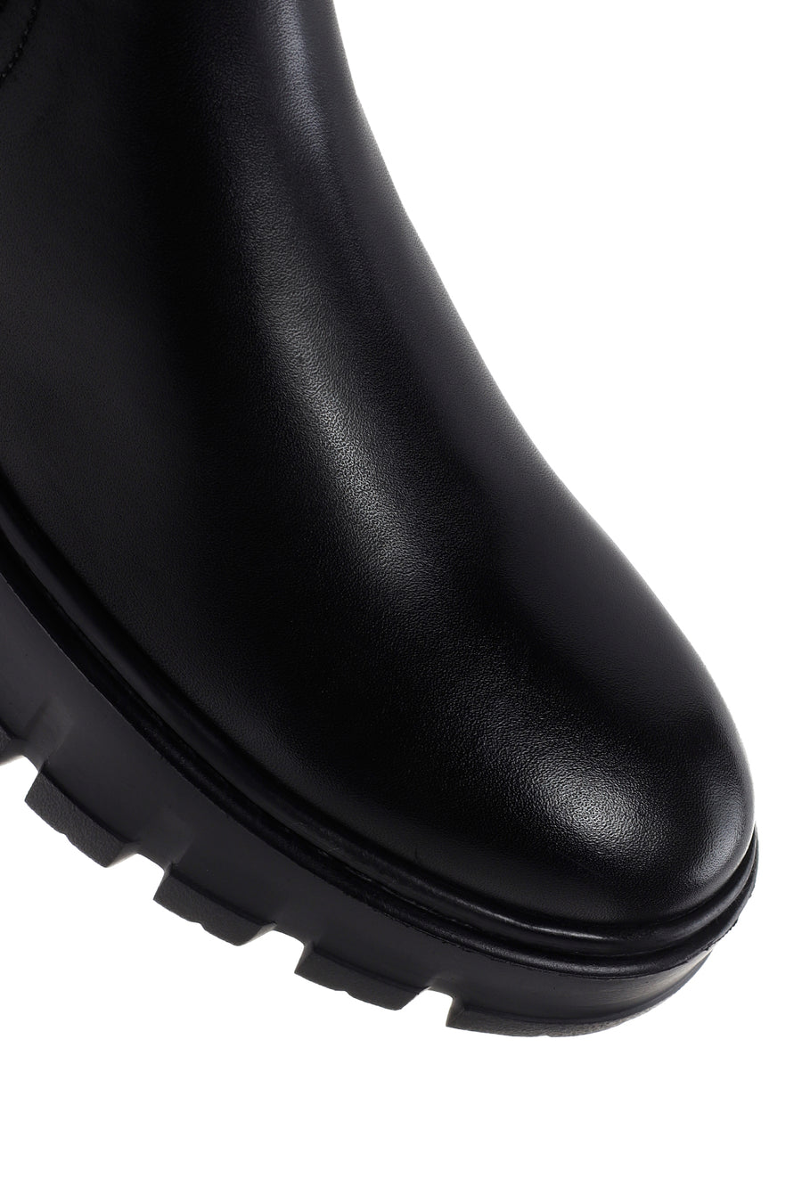 Men's Black Thick Sole Leather Casual Chelsea Boots