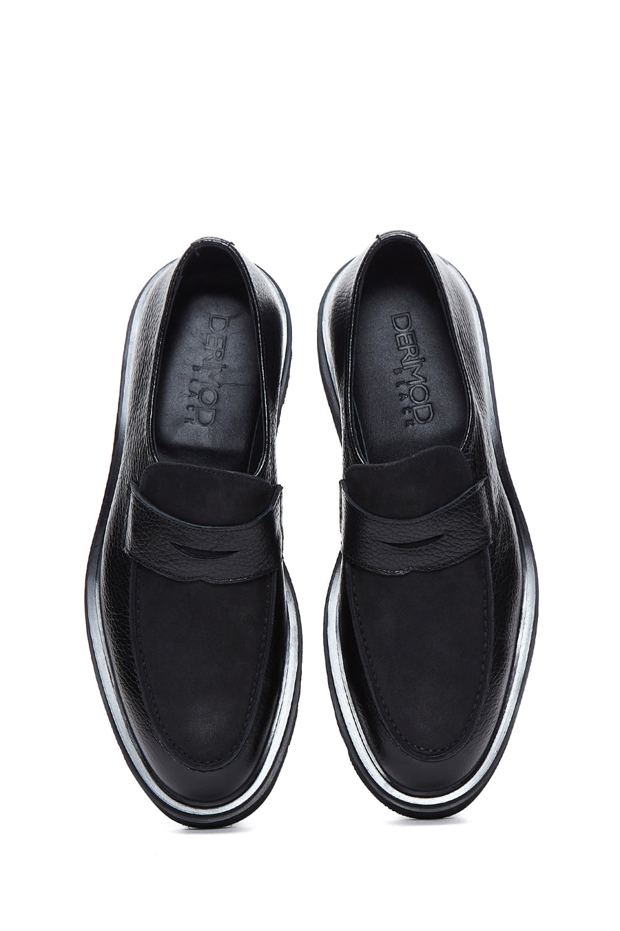 Erkek Siyah Deri Kalın Tabanlı Casual Loafer