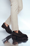 Men's Khaki Suede Leather Casual Loafer | Derimod