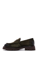 Men's Khaki Suede Leather Casual Loafer | Derimod