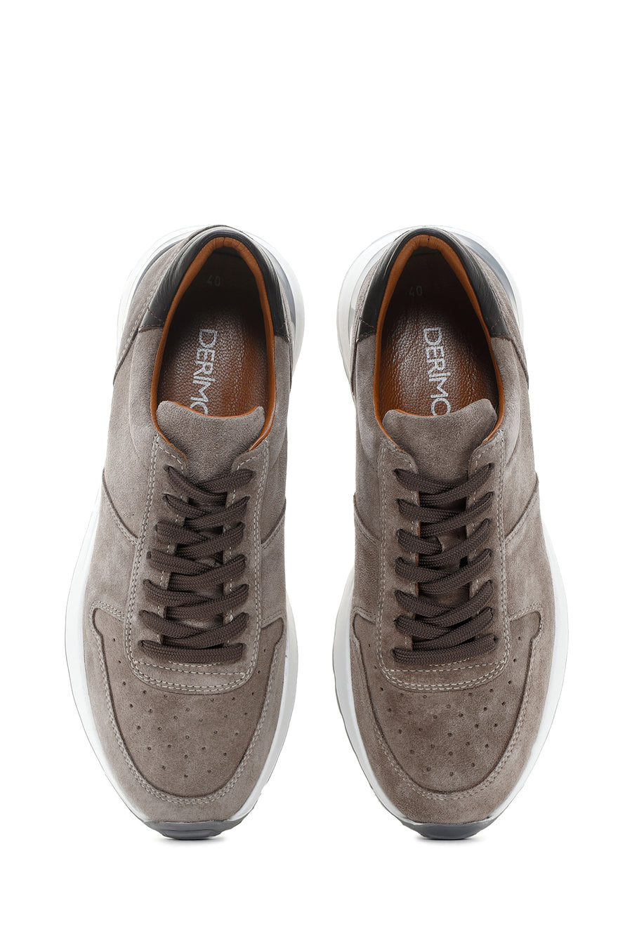 Erkek Vizon Deri Casual Sneaker
