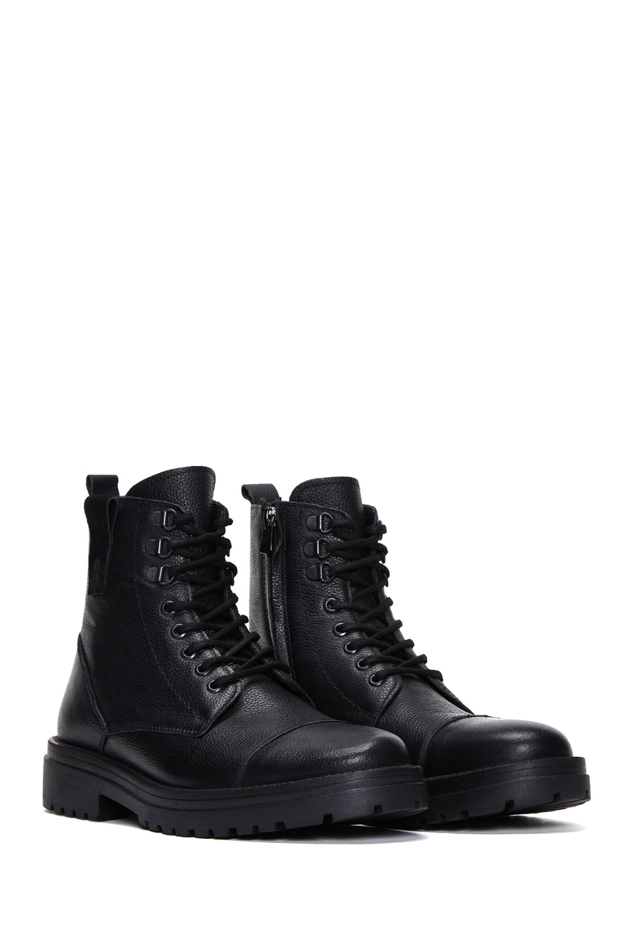 Men's Black Leather Zippered Casual Boots