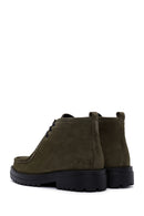 Men's Khaki Zippered Suede Leather Boots | Derimod