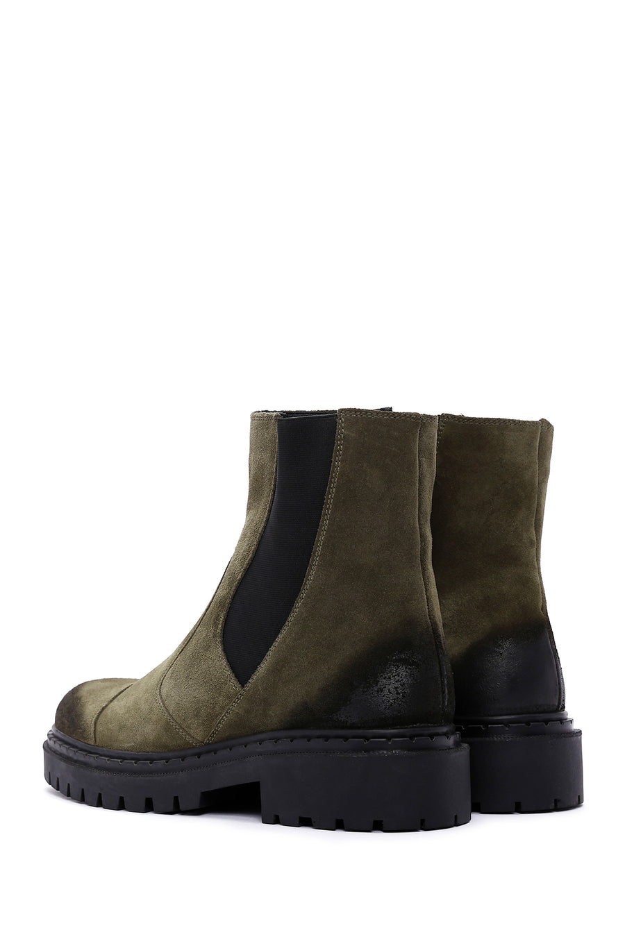 Men's Khaki Suede Zippered Leather Casual Boots