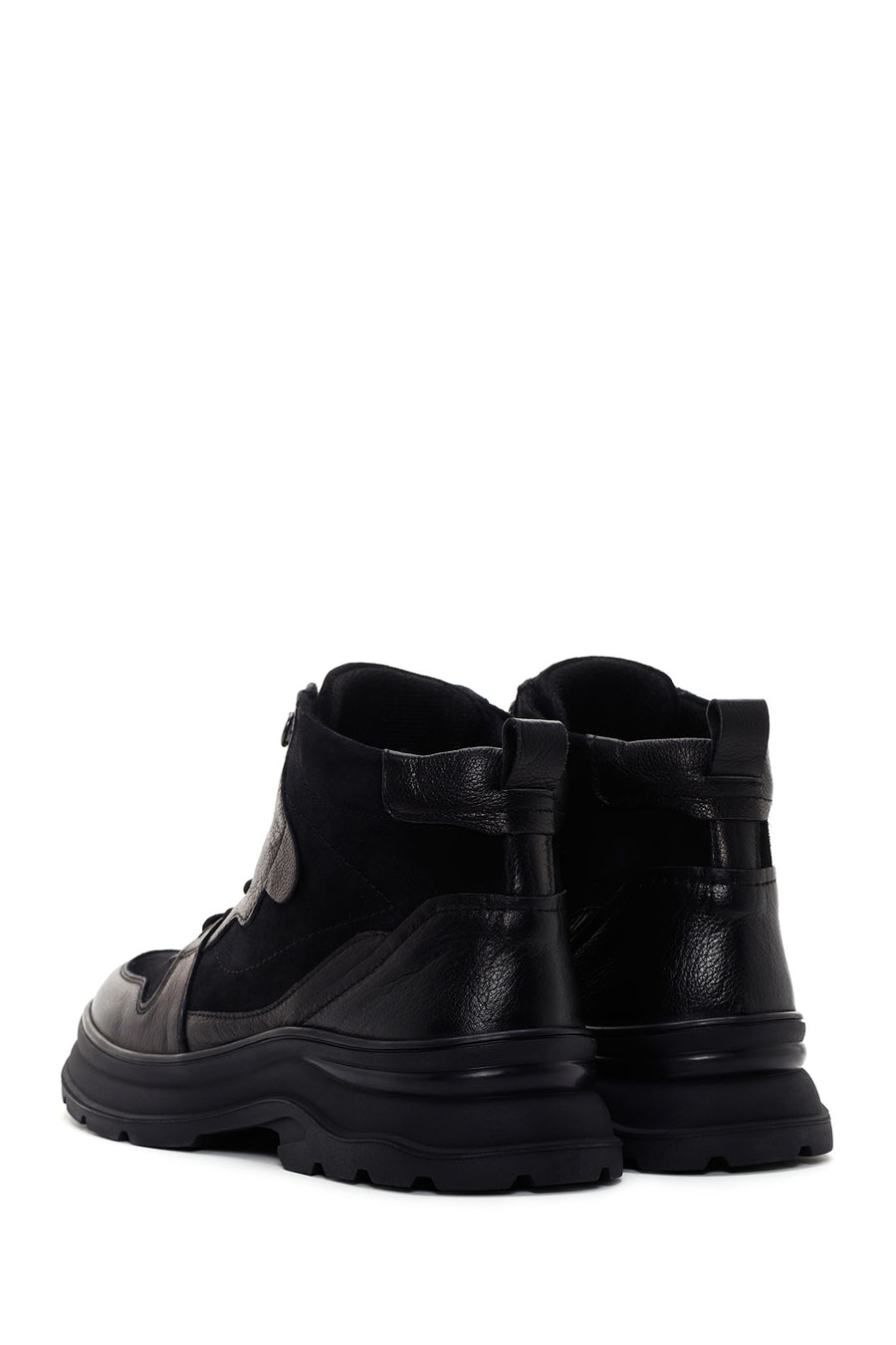 Men's Black Suede Detailed Casual Leather Boots