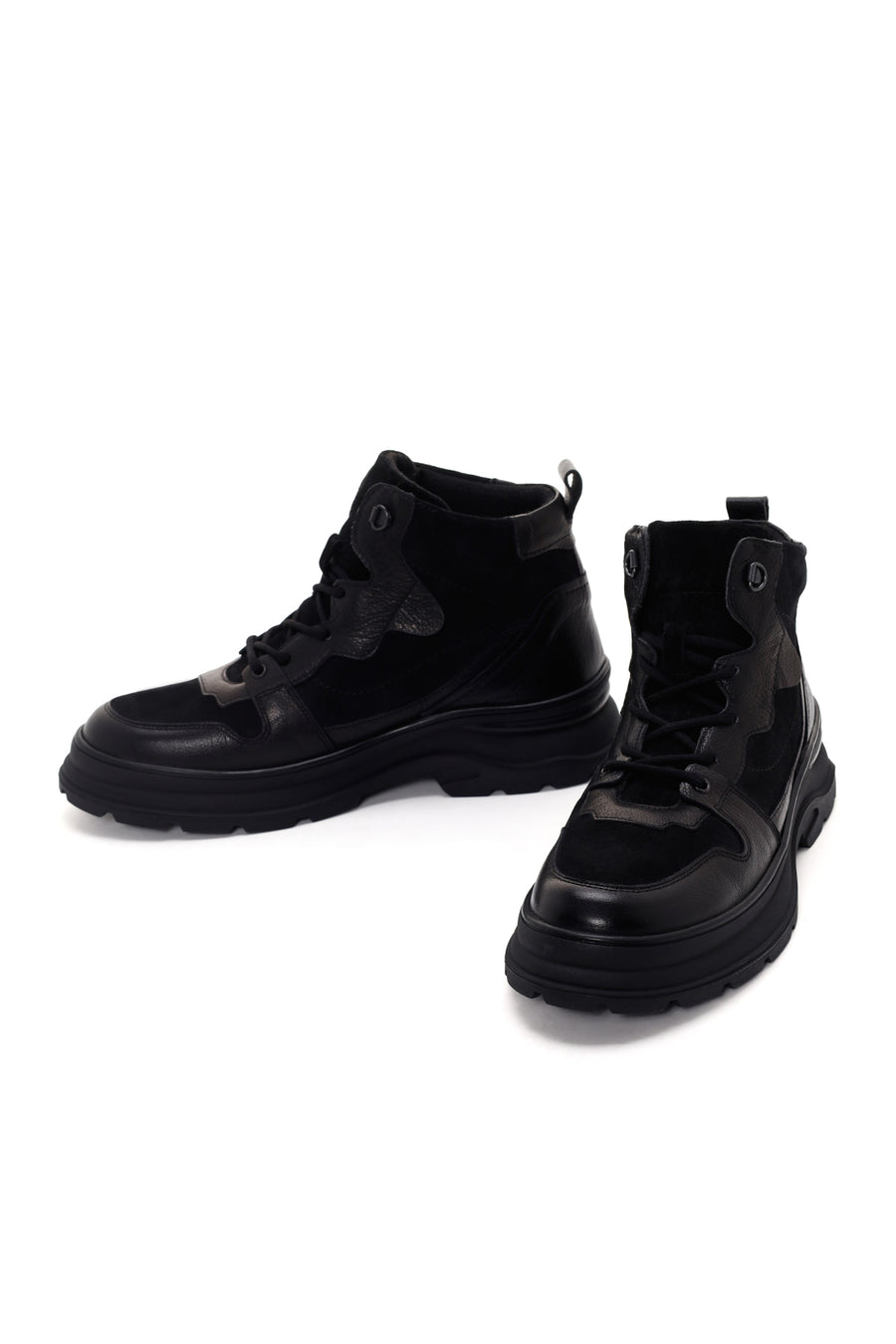 Men's Black Suede Detailed Casual Leather Boots