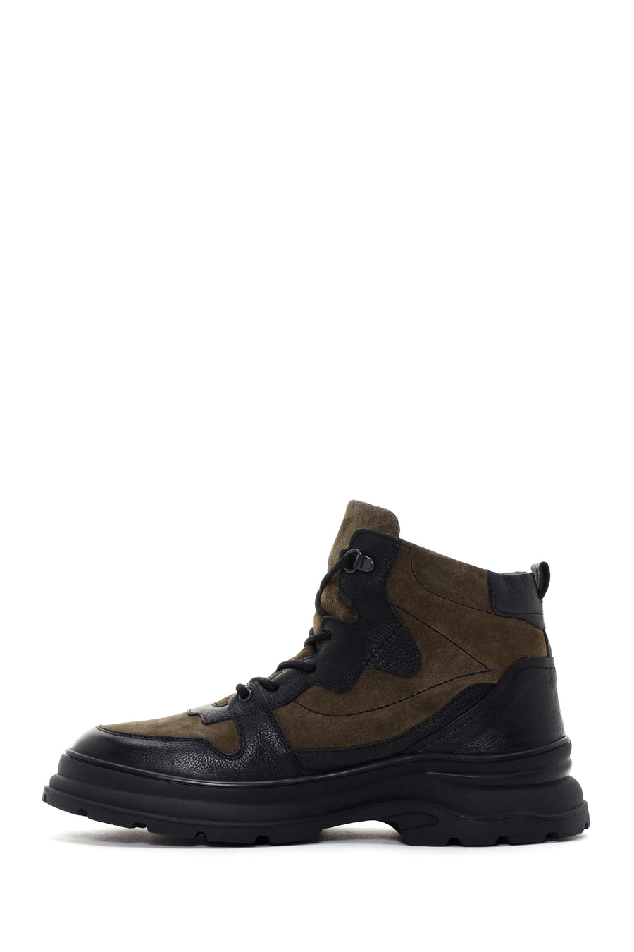 Men's Khaki Suede Detailed Casual Leather Boots