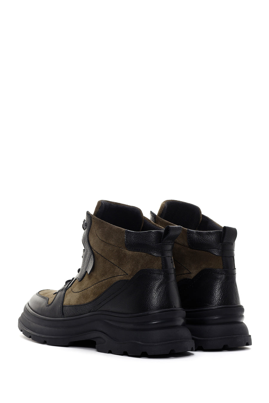 Men's Khaki Suede Detailed Casual Leather Boots
