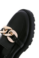 Women's Black Buckle Masculine Loafer | Derimod