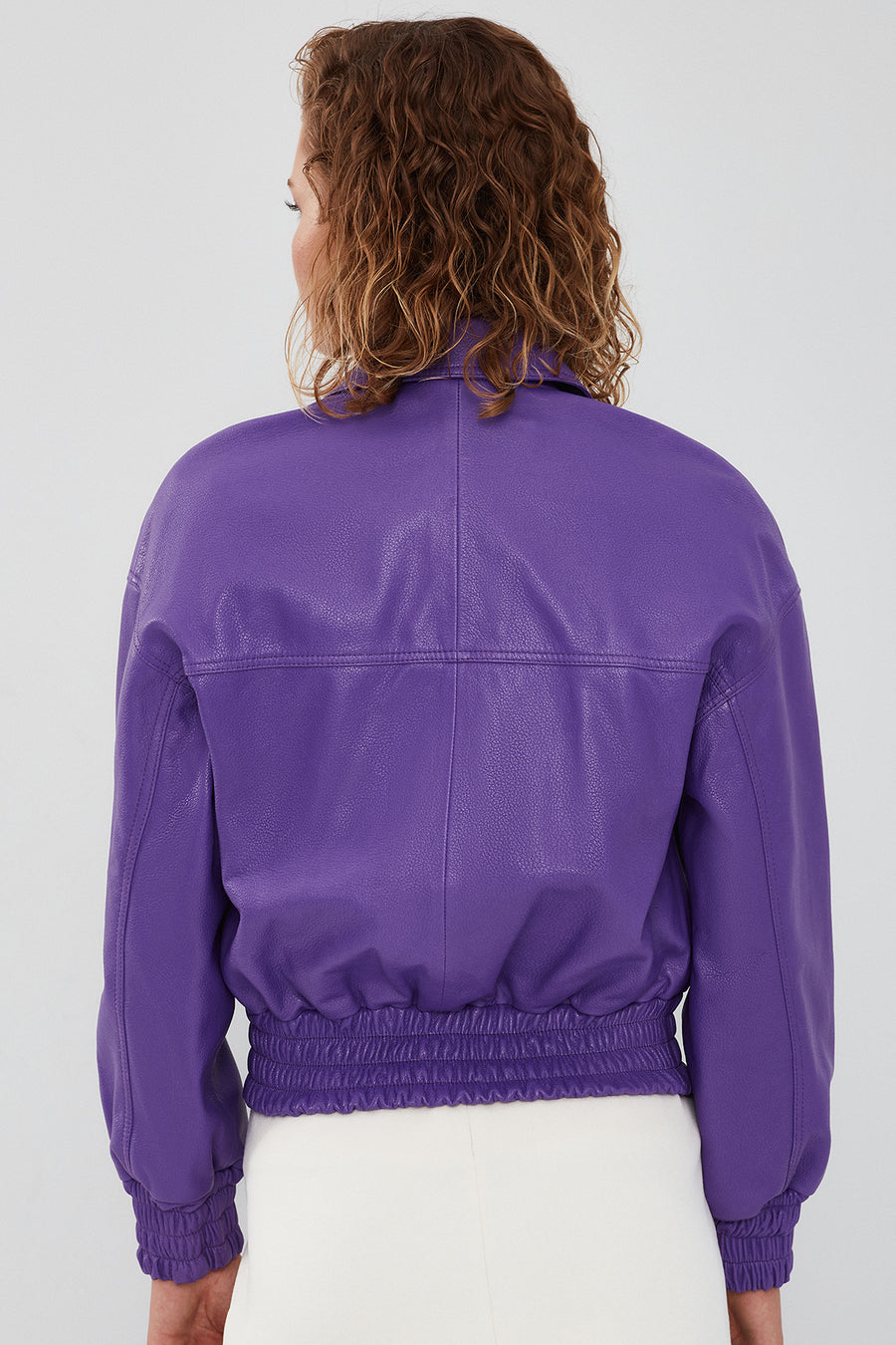 Chloe Women's Purple Oversize Short Leather Coat