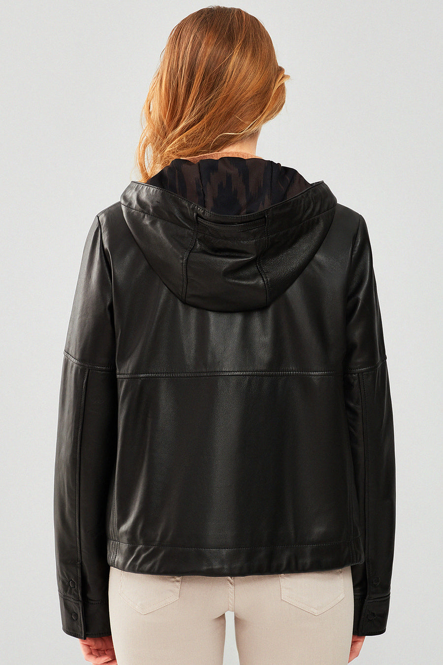 Shelly Women's Black Oversize Hooded Leather Jacket