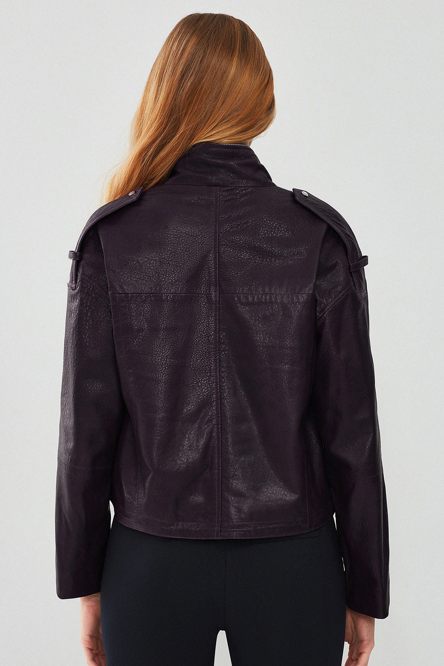Cassy Women's Purple Oversize Leather Jacket