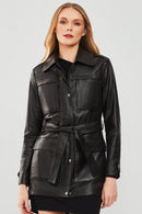 Anastasia Women's Black Leather Coat | Derimod