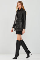 Anastasia Women's Black Leather Coat | Derimod