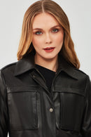 Anastasia Women's Black Leather Coat | Derimod