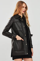 Anastasia Women's Black Leather Coat | Derimod