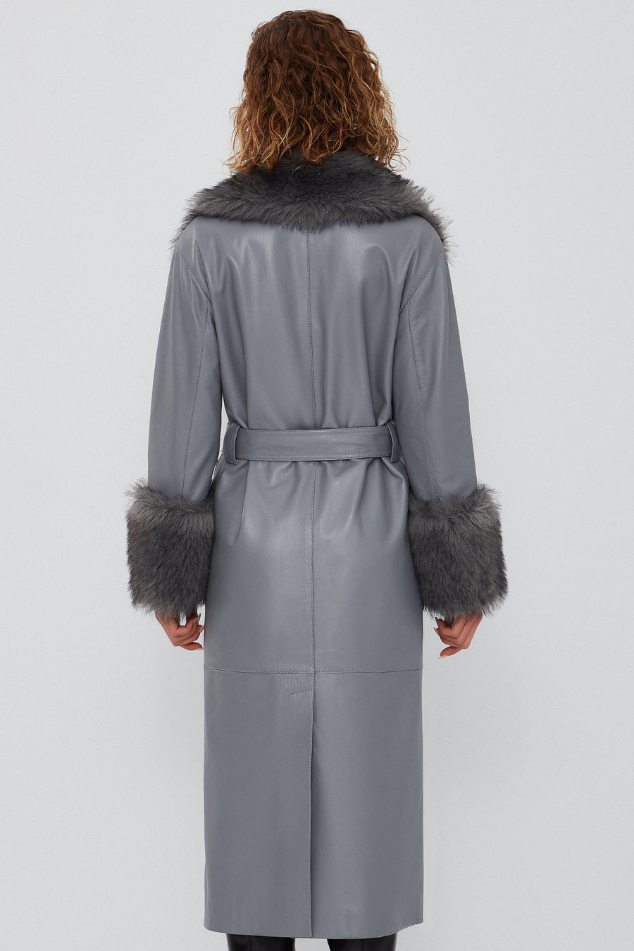 Penelope Women's Anthracite Fur Leather Coat