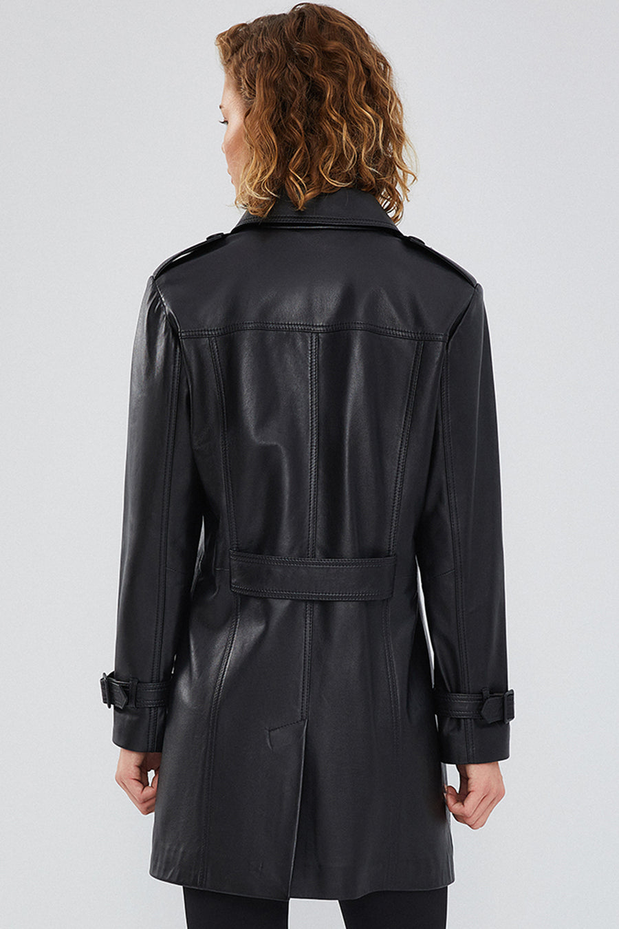 Scarlet Women's Black Leather Trench Coat