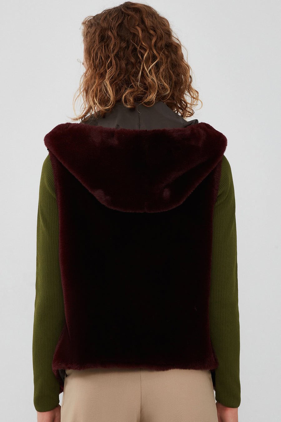 Celine Women's Green Hooded Fur Parka