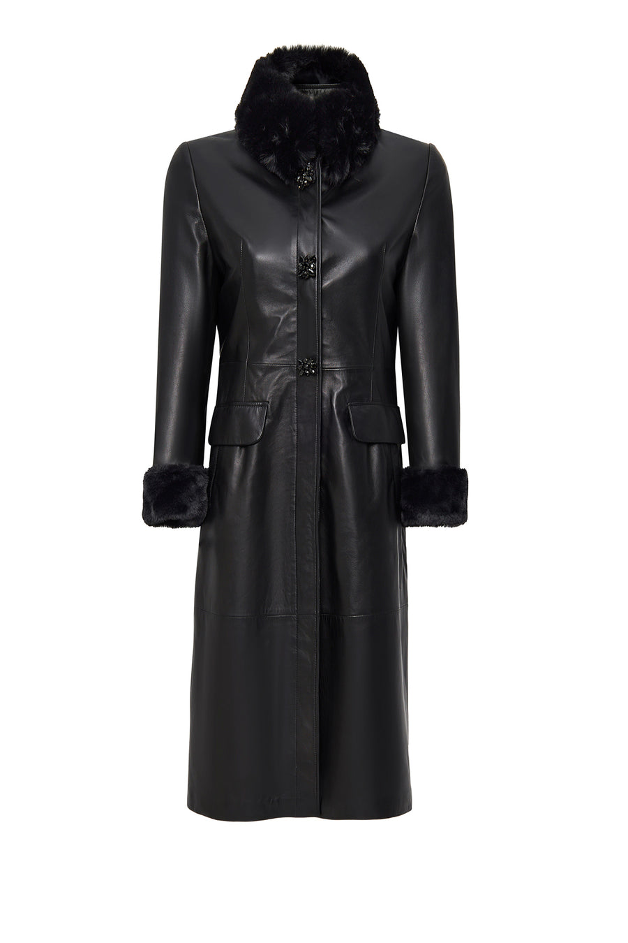 Mirella Women's Black Fur Leather Coat