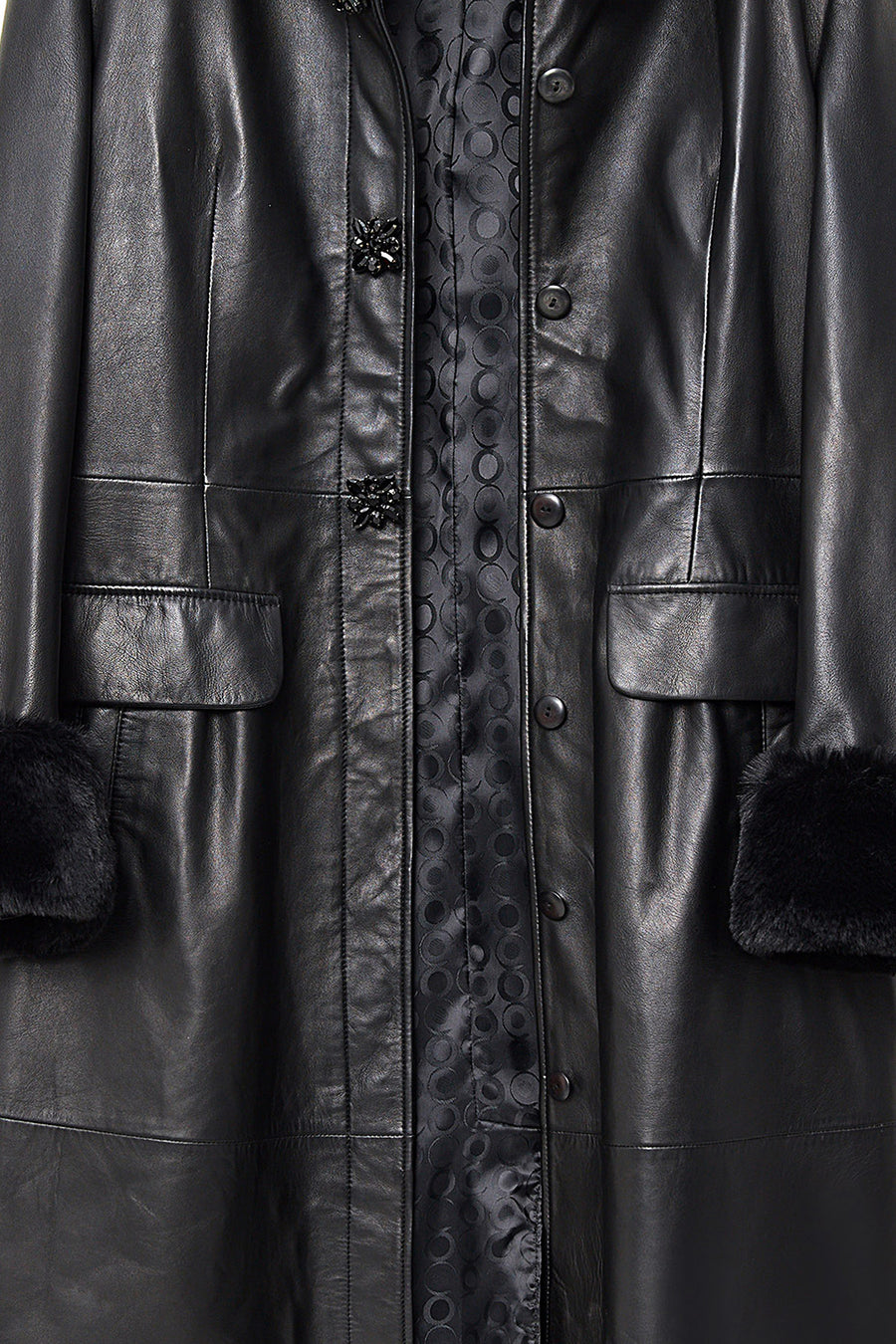 Mirella Women's Black Fur Leather Coat