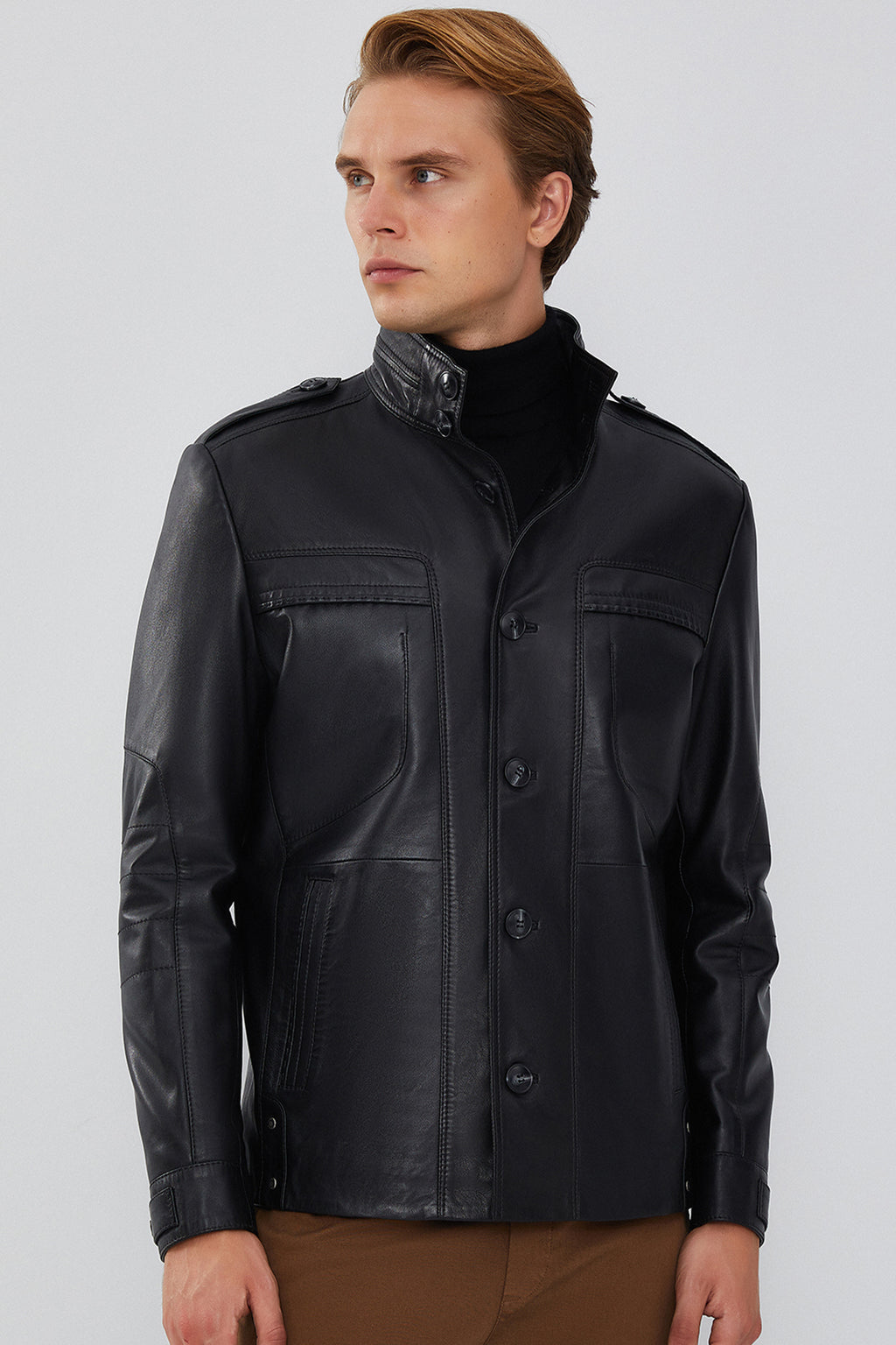 Pascal Erkek Siyah Spor Blazer Deri Ceket