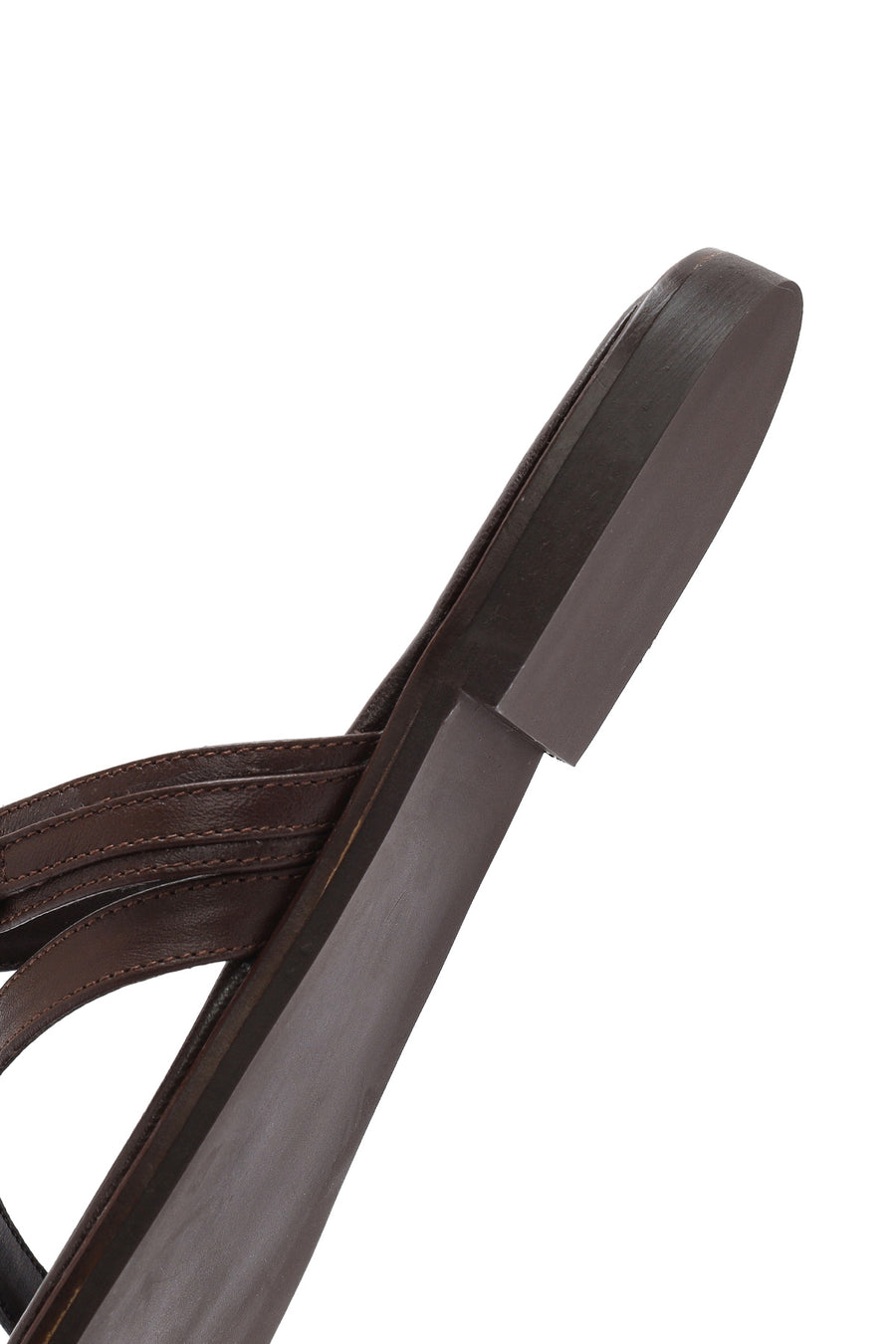Women's Brown Stoned Flip-Flop Leather Slippers