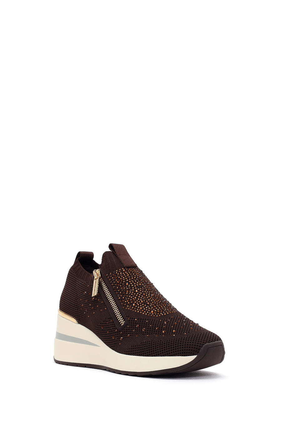 Derimod Zero Women's Brown Zippered Platform Fabric Sneaker