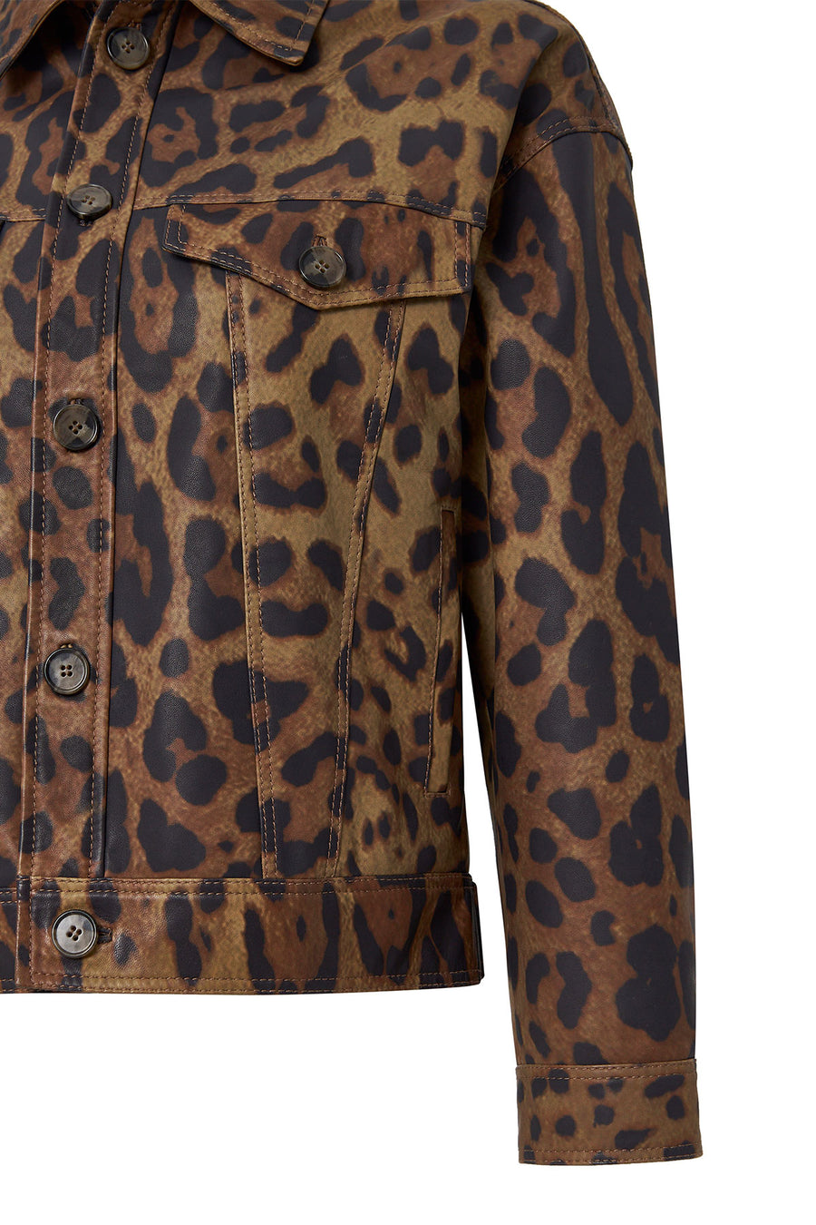 Valenza Women's Brown Leopard Patterned Leather Jacket