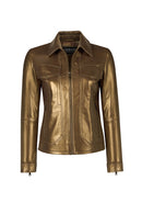 Loretta Woman Bronze Short Leather Jacket | Derimod