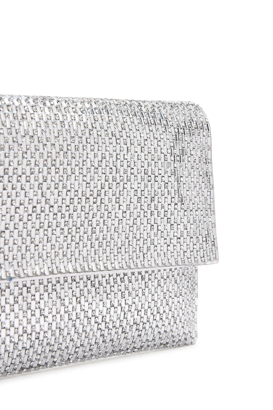 Woman Silver Chain-Strap Embellished Evening Bag