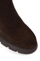 Male Brown Thick-Soled Suede Casual Chelsea Boots | Derimod