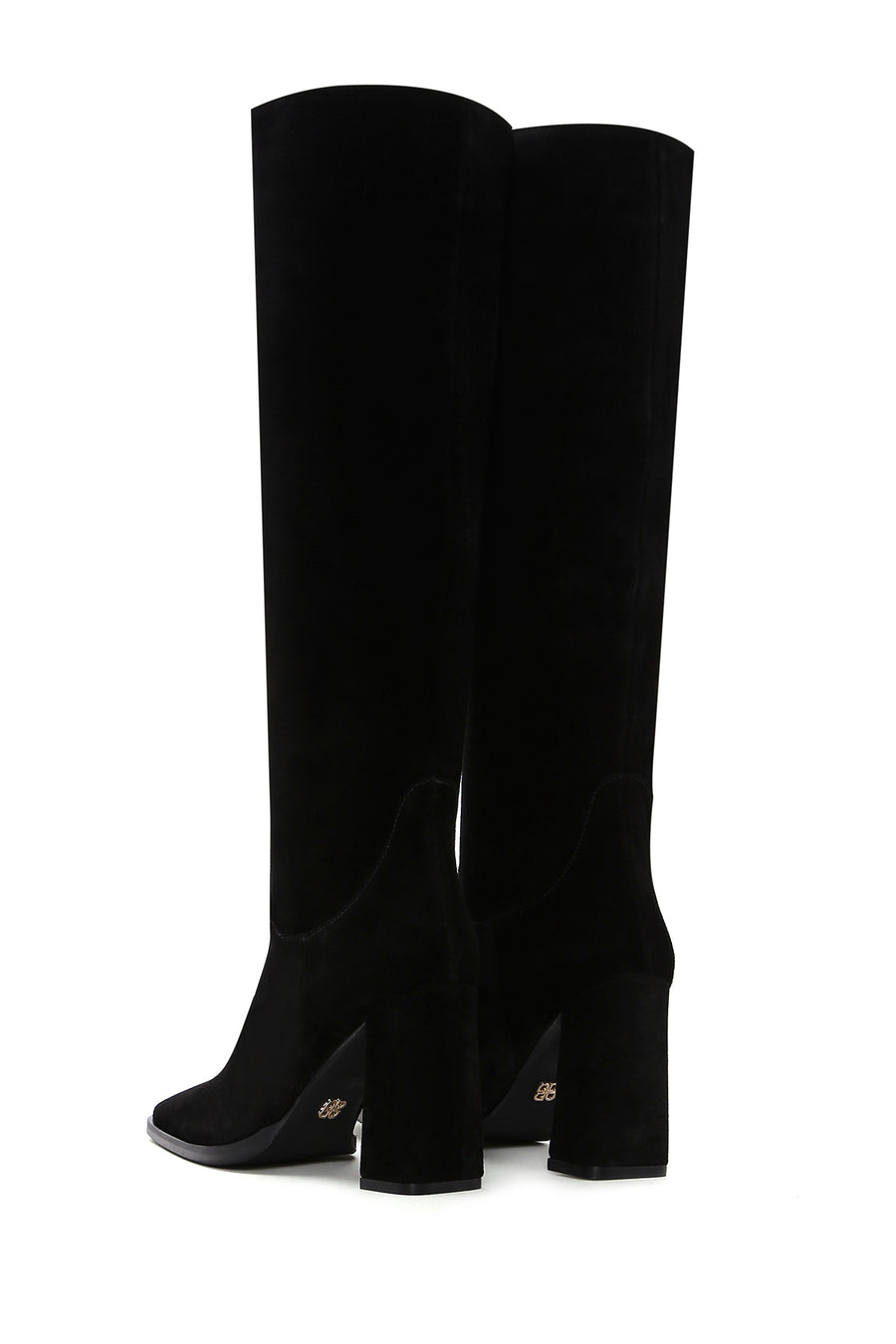 Women's Black Suede Leather Heeled Boots
