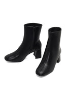 Woman Black Zip Closure Chunky-Heeled Boots | Derimod