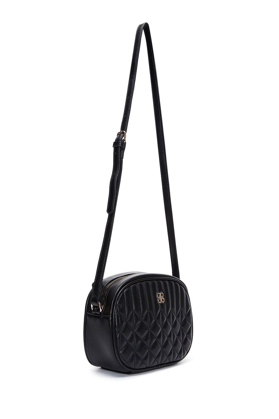Women's Black Long Strap Quilted Crossbody Bag