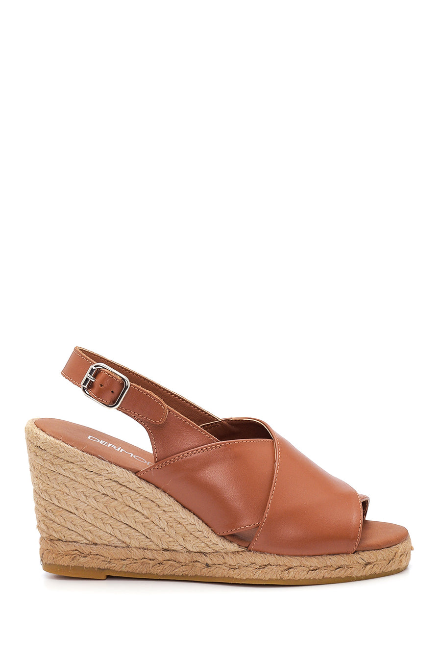 Women's Tan Leather Wedge Heel Espadrille 22SFD207418 | Derimod