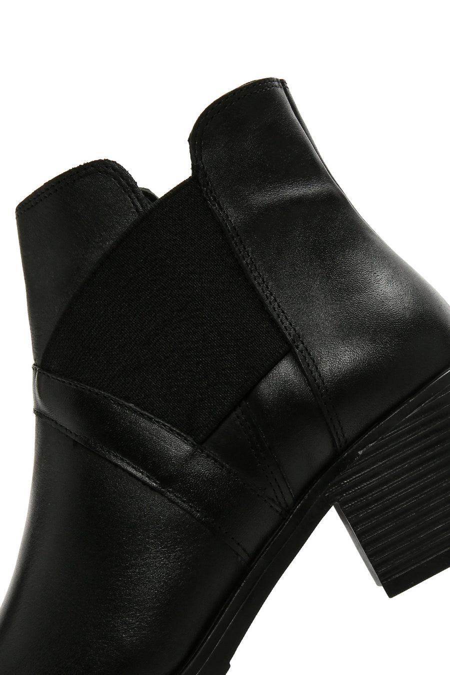 Women's Black Thick Heeled Zippered Leather Boots