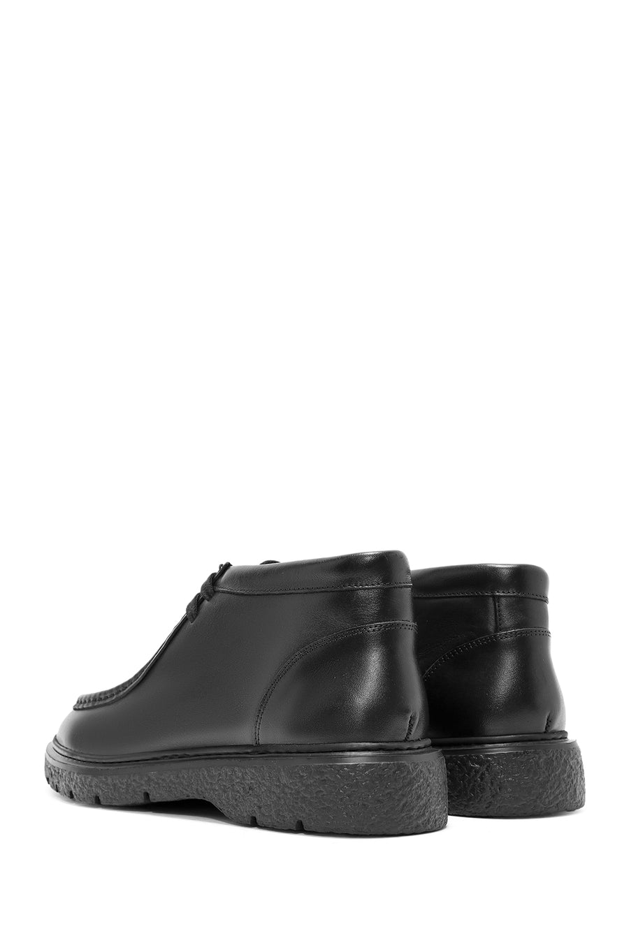 Men's Black Lace-Up Leather Casual Boots