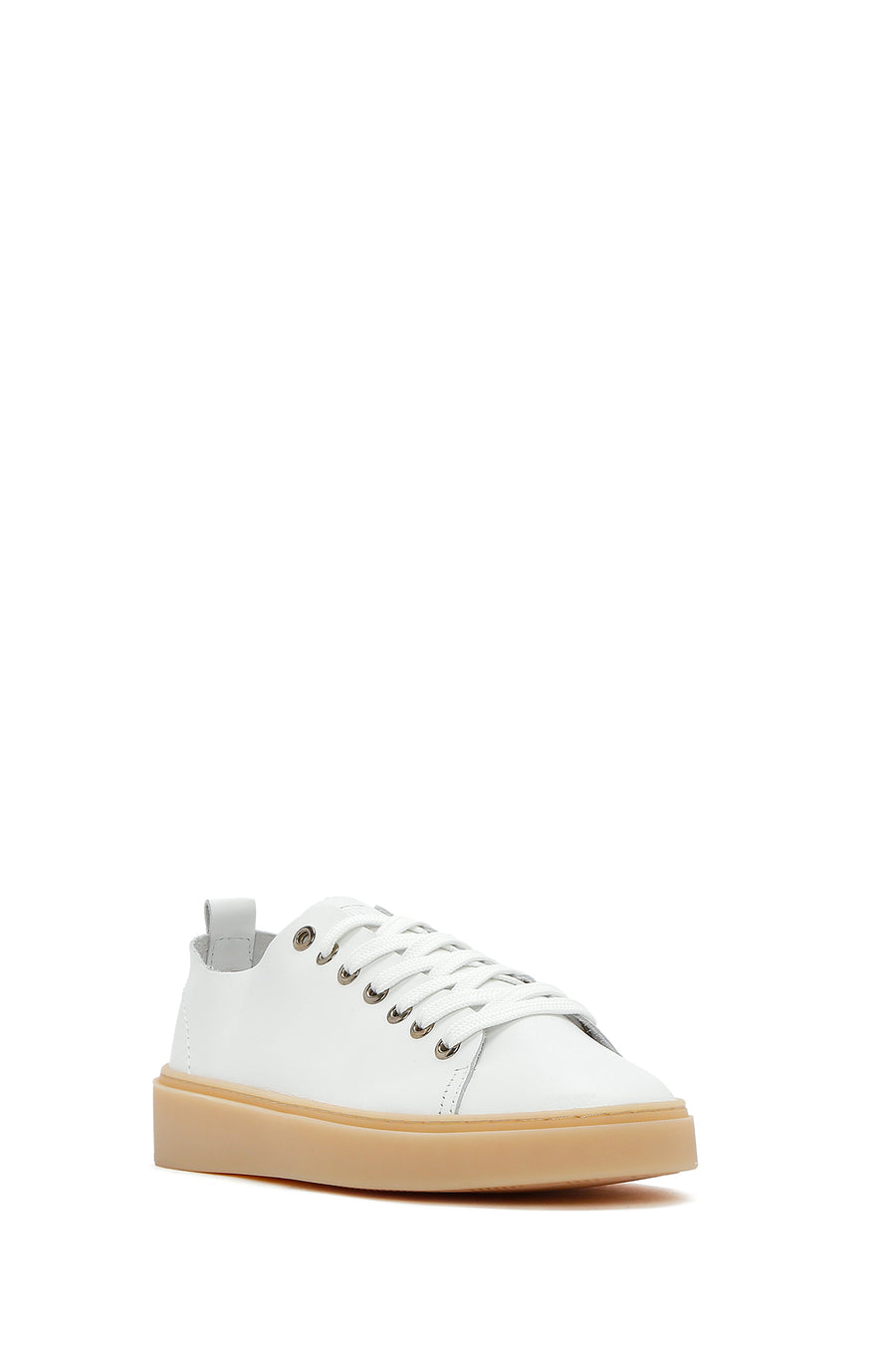 Erkek Beyaz Bağcıklı Deri Sneaker