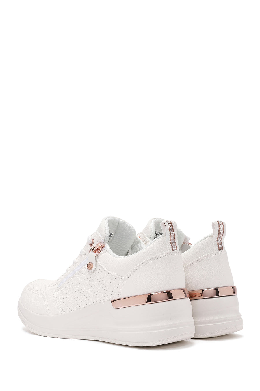 Skechers Women's White Billion Lace-Up Zipper Detail Leather Sneakers