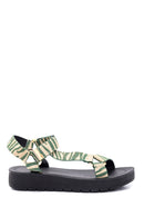 Women's Green Printed Sandals | Derimod