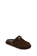 Woman Brown Suede Mule Slipper | Derimod
