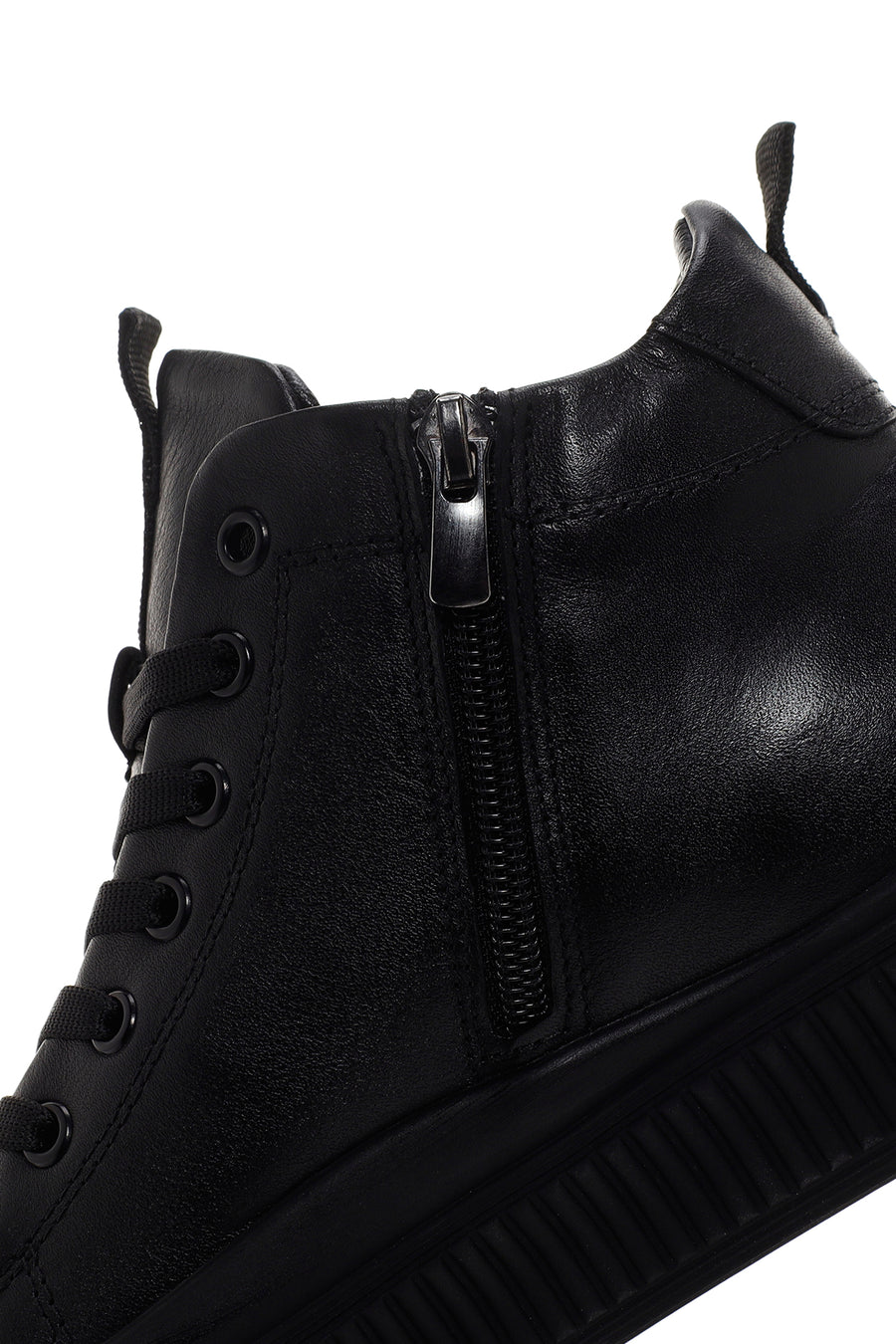 Erkek Siyah Deri Bilekli Sneaker