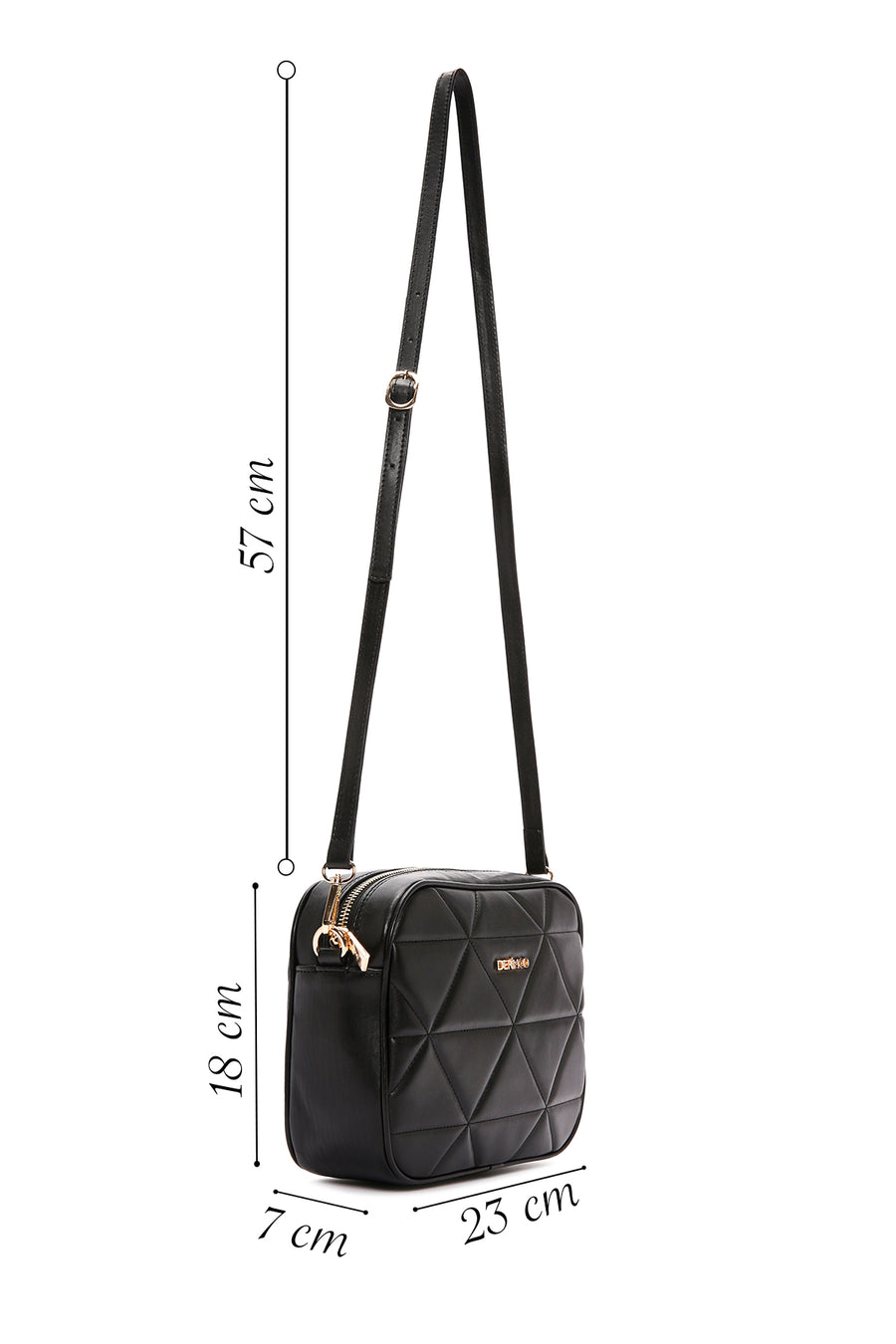 Women's Black Long Strap Quilted Crossbody Bag